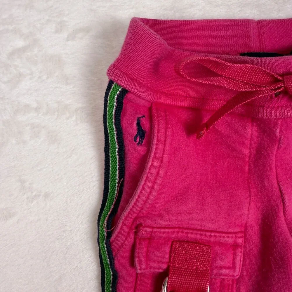 Y2K Ralph Lauren Pink Cargo‎ Sweat Pants 12M Girl Streetwear